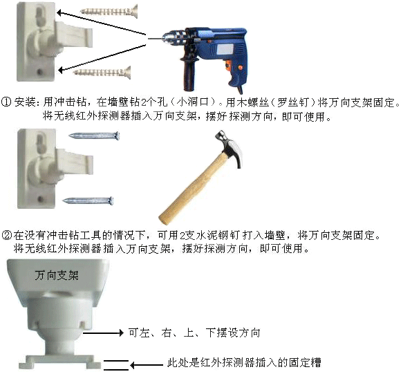 安装无线红外探测器
